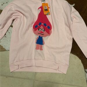 Trolls Pink Crewneck Sweater with Poppy Graphic